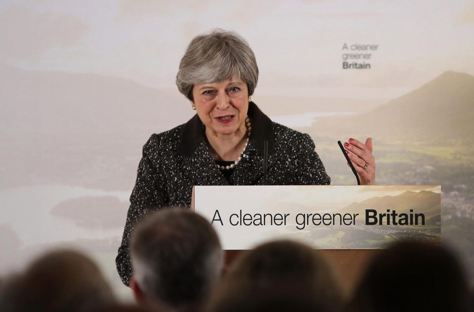  Theresa May has advocated a total ban on disposable plastic cups from offices