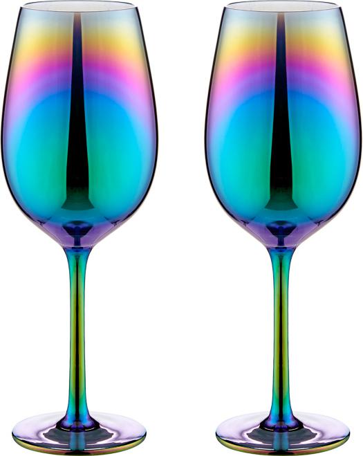  The rainbow wine glasses are £7