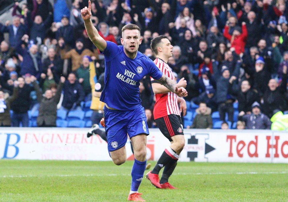  Joe Ralls celebrates after making it 2-0