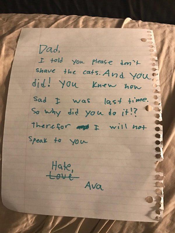  Ava didn't feel it was appropriate to sign off her note with love