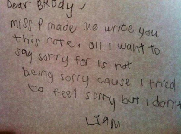  This brutally honest note is not what the teacher had in mind