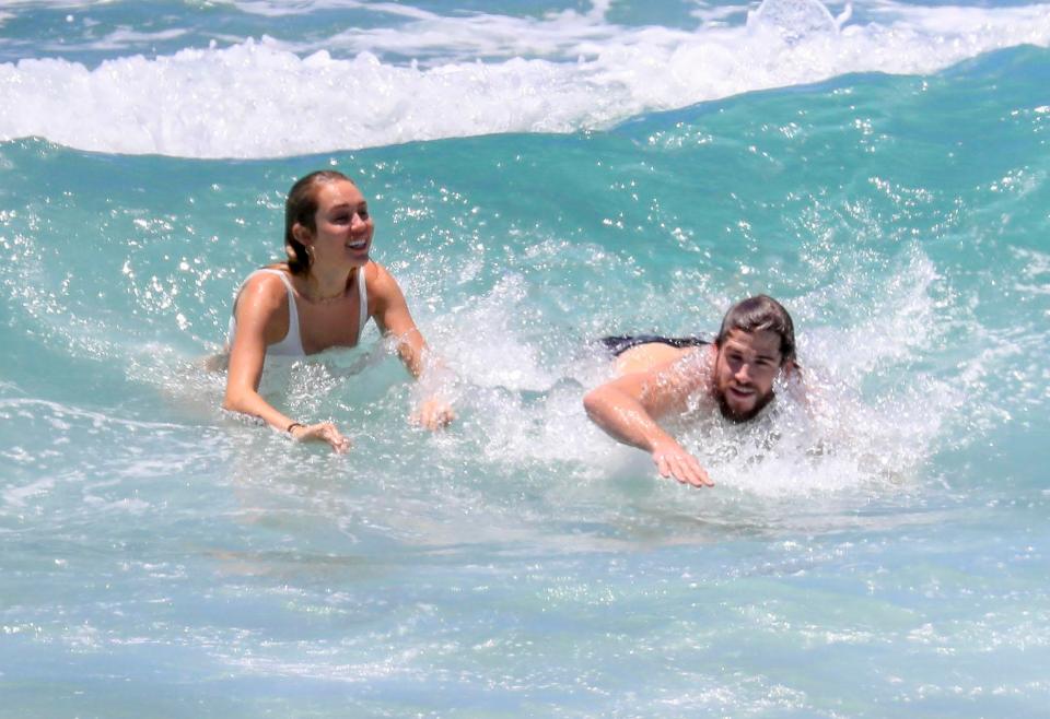  Miley and Liam rode the waves as best they could