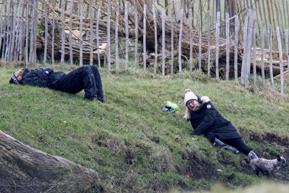  Once he finally made it safely on to dry land the pair fell about in hysterics