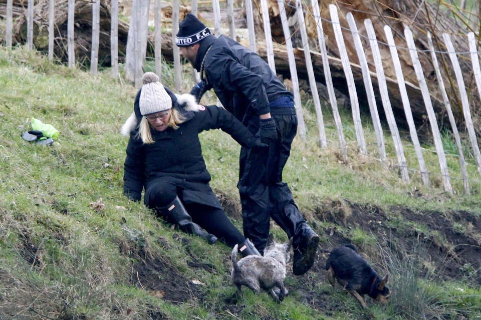  His mum eventually managed to help him up over the verge