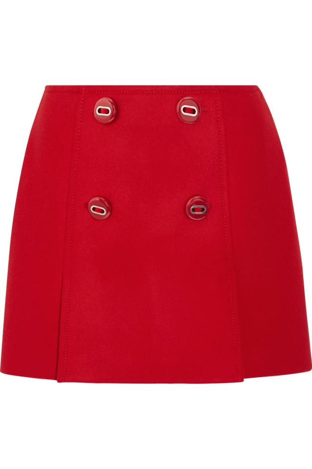  No need to splash £280 on this Prada Red Button-Embellished Wool Mini Skirt