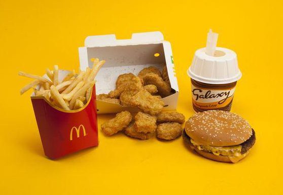  McDonald's: Quarter Pounder with cheese (518 calories), medium fries (337 calories), 20 chicken nuggets (863 calories) and a Cadbury Dairy Milk McFlurry (332 calories) totals 2,050 calories