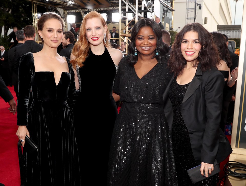 Actresses including Natalie Portman and Jessica Chastain worse black at the Golden Globes to support the #TimesUp movement