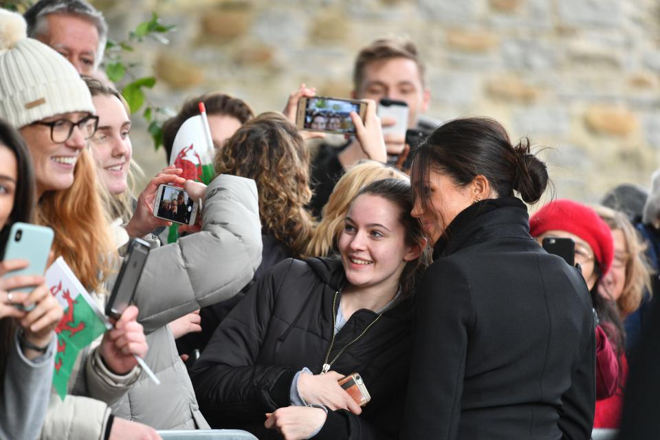  SELFIES . . . The royal bride-to-be posed for snaps with the crowd