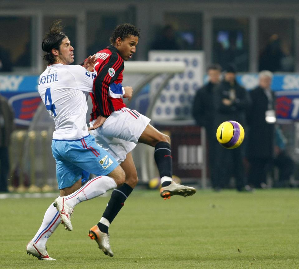  Willy Aubameyang, seen here playing for Milan, had a spell in Scotland at Kilmarnock