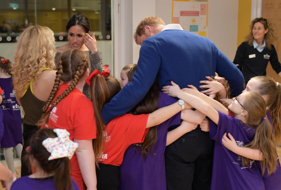  Harry also feels the love as he is greeted by kids at the leisure centre