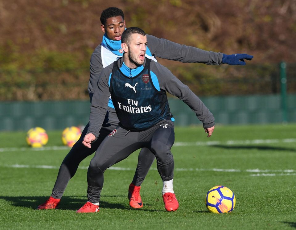  Jack Wilshere turns on the ball in training after a breakthrough couple of months for the English midfielder