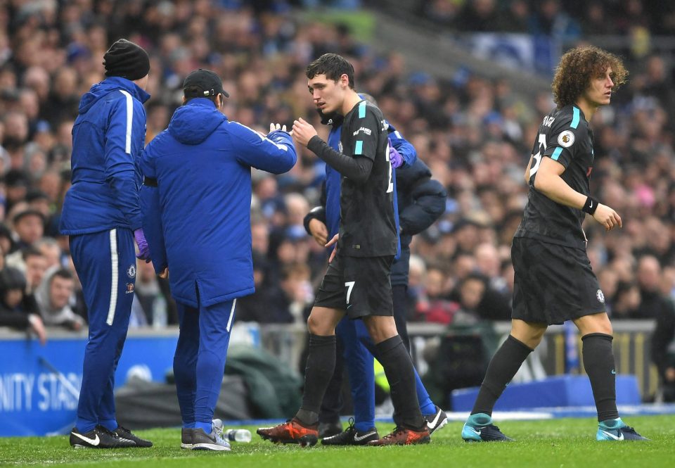  Ten minutes after the head clash he was subbed off for David Luiz - who made his first Premier League appearance since October 28