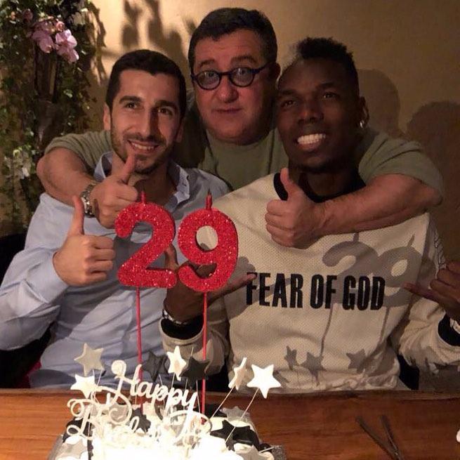  Manchester United star Paul Pogba with his super agent Mino Raiola, and Henrikh Mkhitaryan