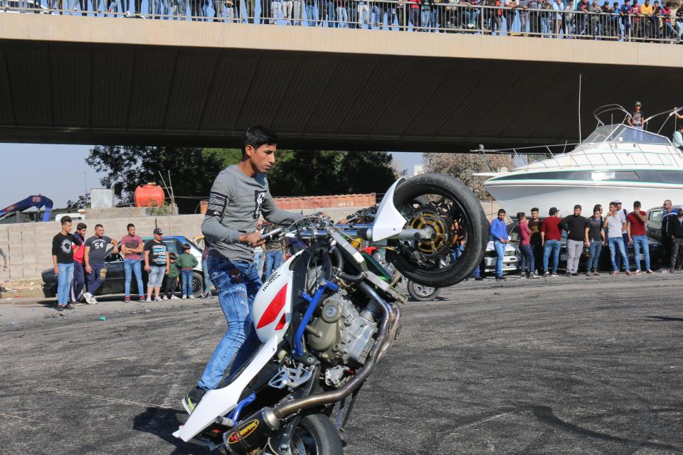  The drivers are also joined by a group of daredevil bikers