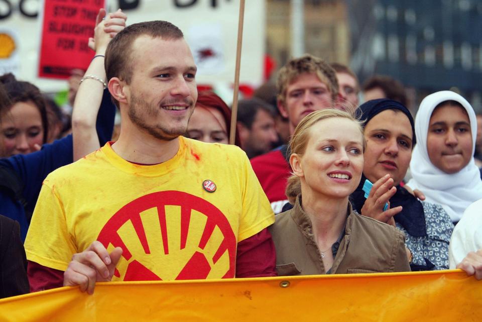 Heath and Naomi during an anti-Iraq war rally on March 20, 2003 in Melbourne, Australia