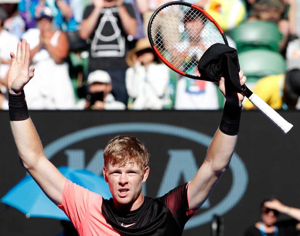  Edmund celebrates his win over Grigor Dimitrov to reach the last four