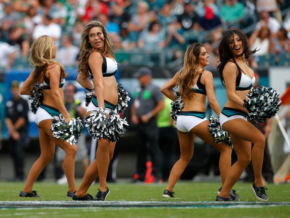  Philadelphia Eagles cheerleaders in action at Lincoln Financial Field