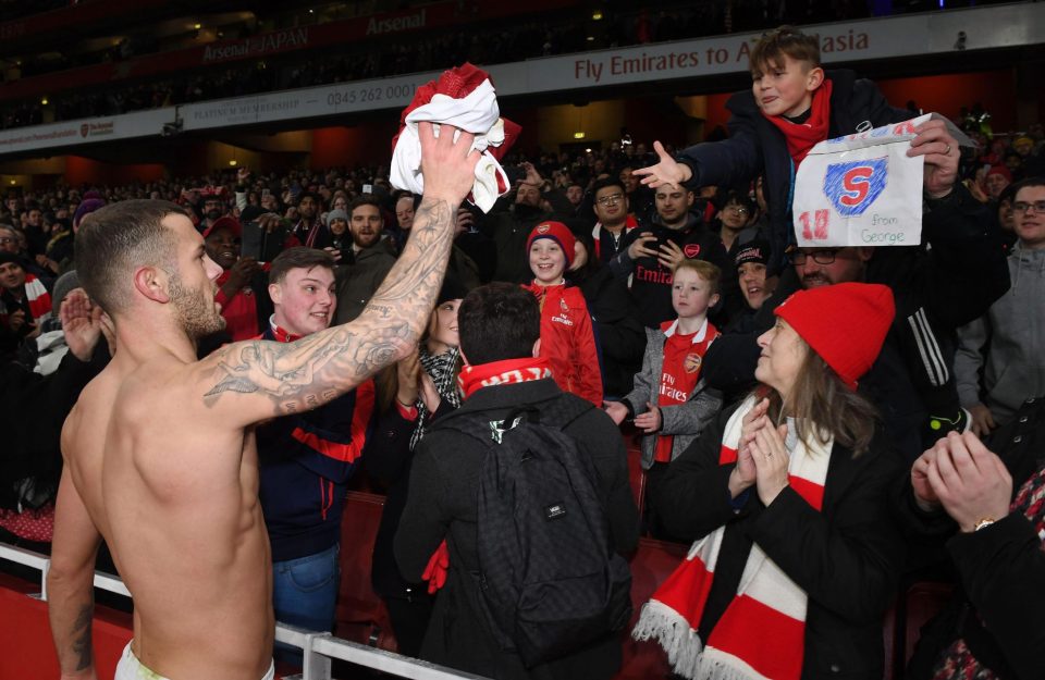  Jack Wilshere gave his shirt to a youngster after the win over Chelsea