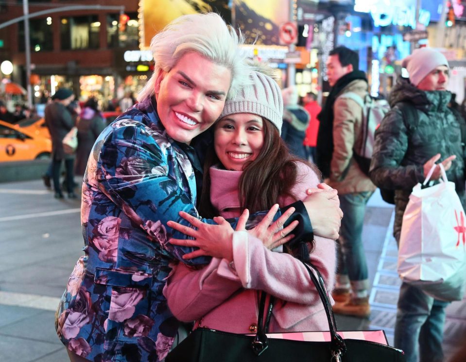  Human Ken Doll Rodrigo has been meeting fans in Times Square, New York, after successfully undergoing surgery to have four ribs removed