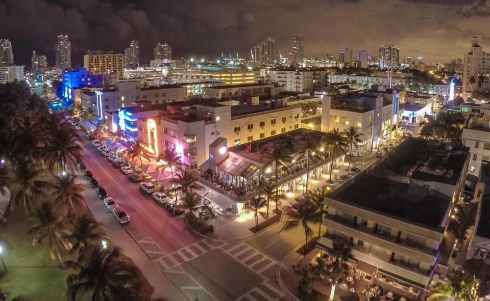  Ocean Drive comes alive at nighttime with its bustling nightlife