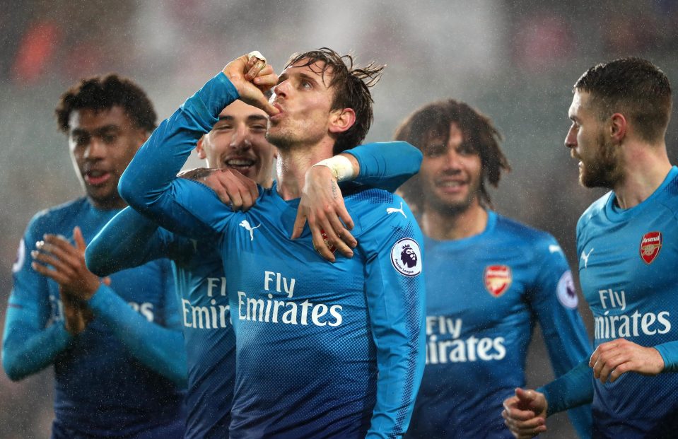  Arsenal left-back Nacho Monreal netted to give the visitors the lead