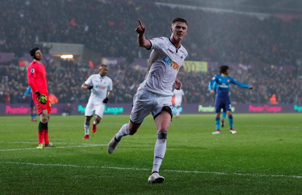  Sam Clucas struck to level for Swansea against Arsenal