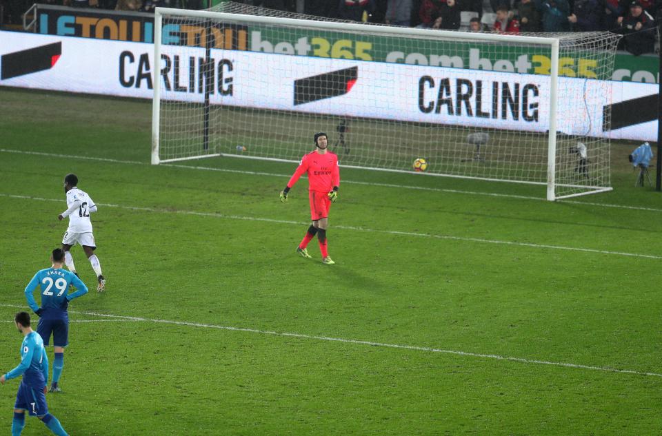  Cech miskicked straight to Jordan Ayew to finish into an empty net