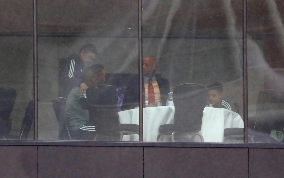  Ashley Young did eventually sit with Sanchez but the pair didn't look to be striking a conversation