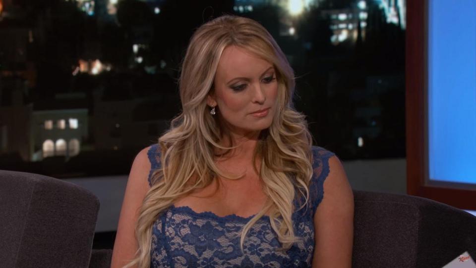 Daniels was mysterious when quizzed over her alleged affair with Trump 