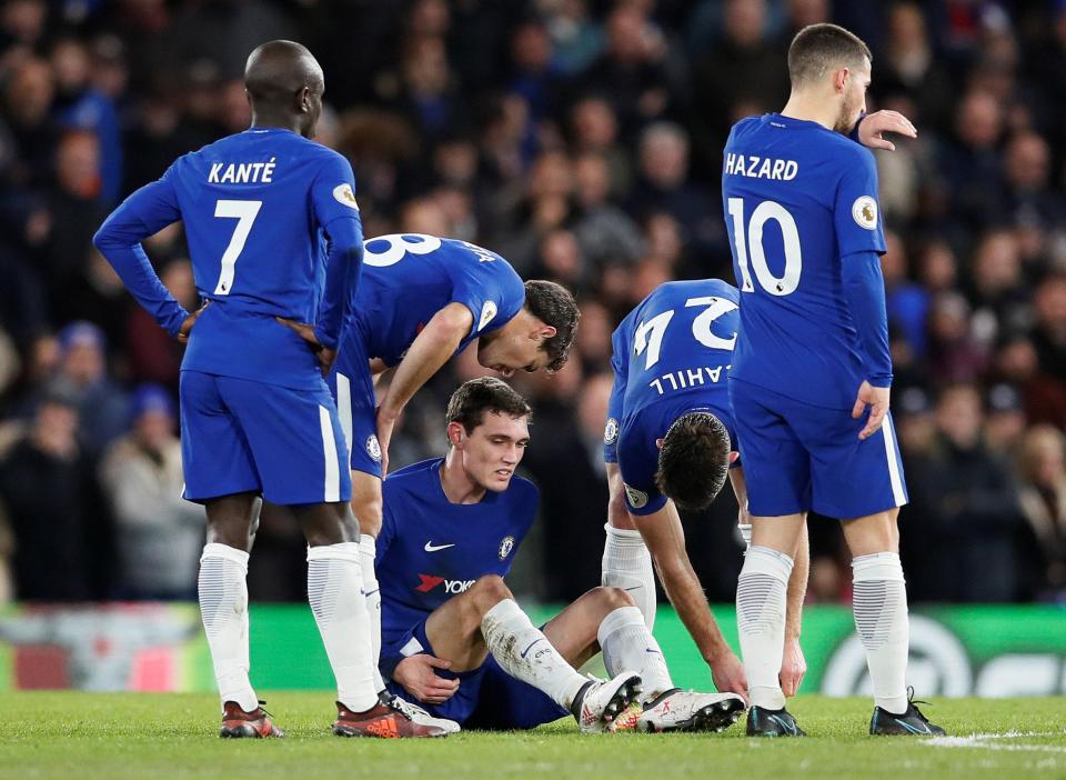  Chelsea were dealt a huge blow in the first half against Bournemouth when Andreas Christensen was subbed off with injury