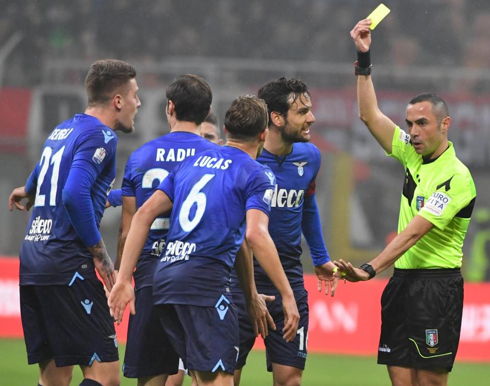  Referee was kept busy during AC Milan-Lazio Coppa Italia clash