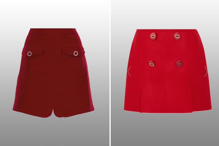 Morrisons, £14, left looks just like Prada’s £560 skirt, right