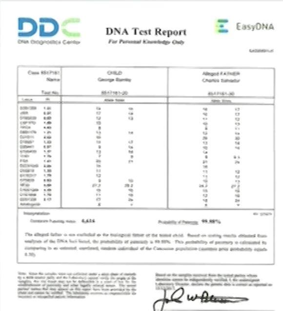  DNA tests on the hair and saliva apparently came back as a 99.8% positive match