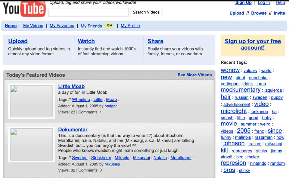  YouTube – August 2, 2005
