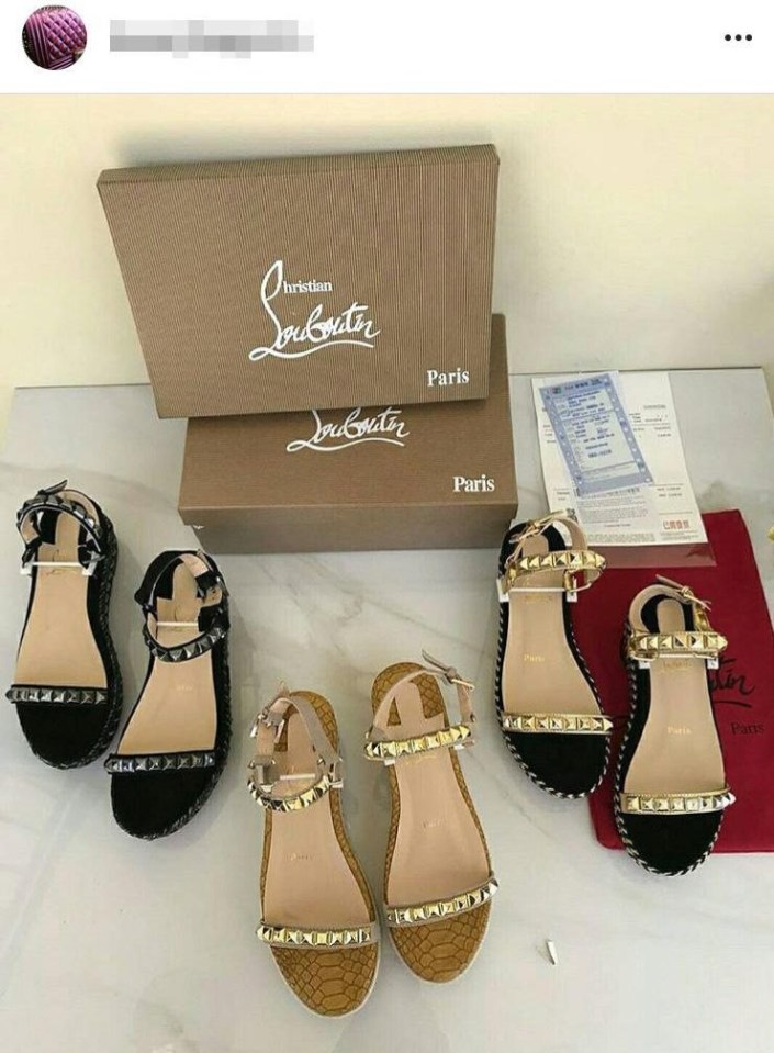 One seller has 16.5k followers and knock-off brands include Louboutin, Marc Jacobs, Dior and Gucci