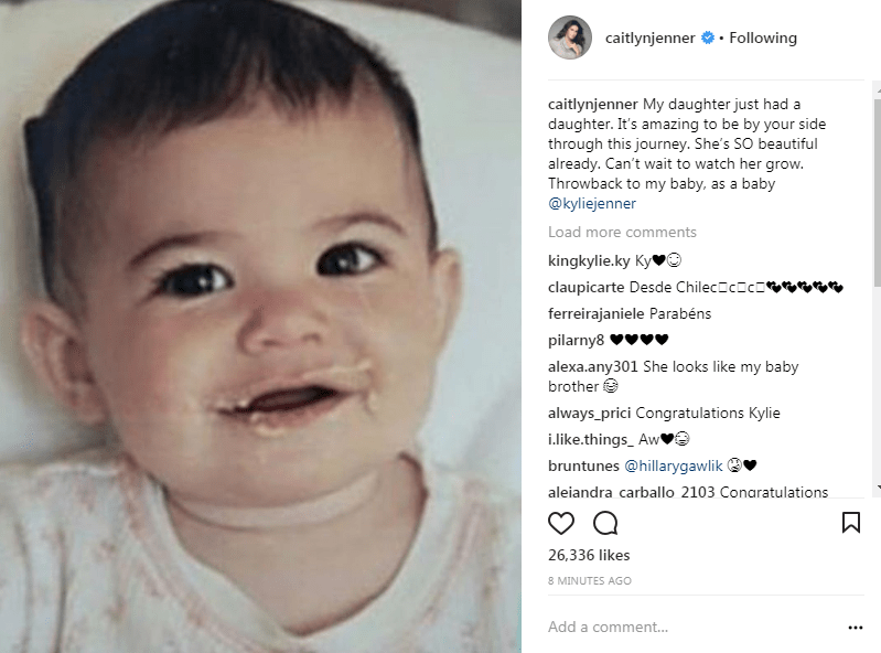 Caitlyn Jenner has broken her silence and congratulated her daughter Kylie on the birth of her baby girl