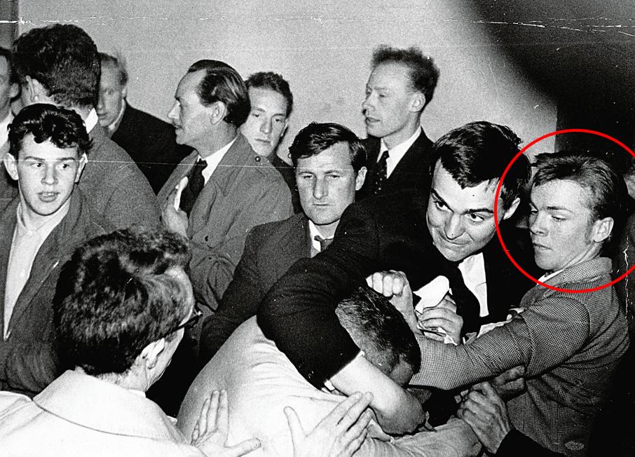  A young Max, circled, at a 1958 Islington election scuffle