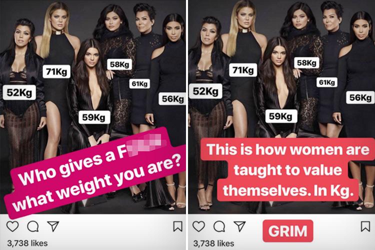  The photo was originally posted in response to an image that was published detailing the weight of the Kardashians