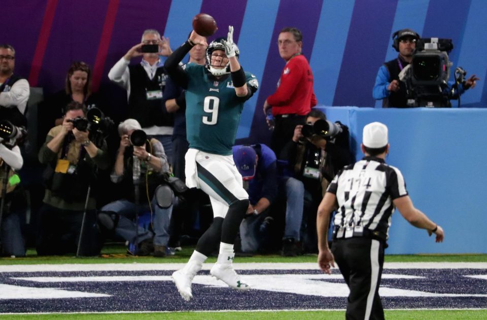  Philly quarterback Nick Foles caught a touchdown pass in the first half