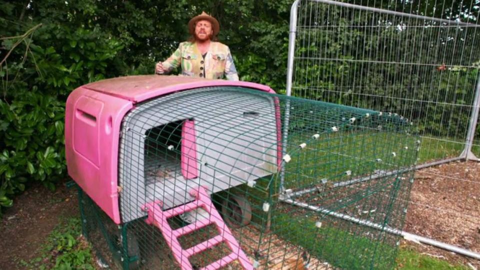  Katie's chickens live in a special pink caravan