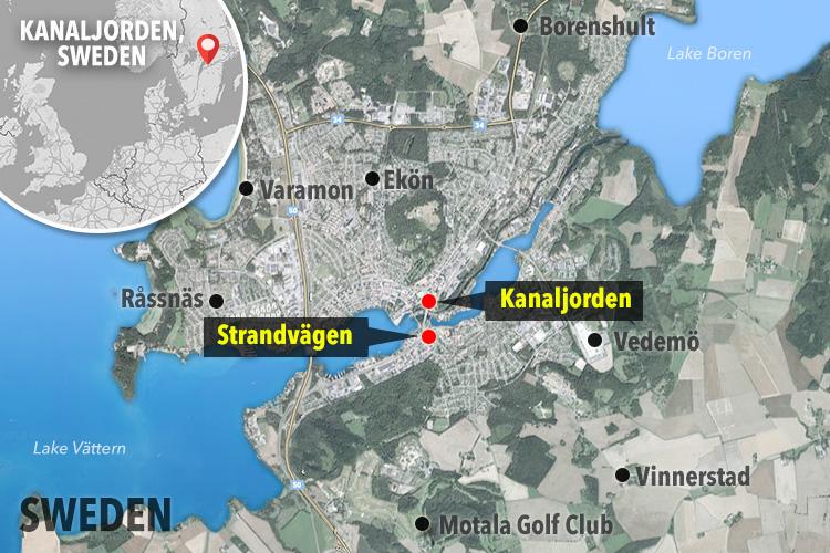 The grisly remains were found in a swampy lake near Kanaljorden, Sweden