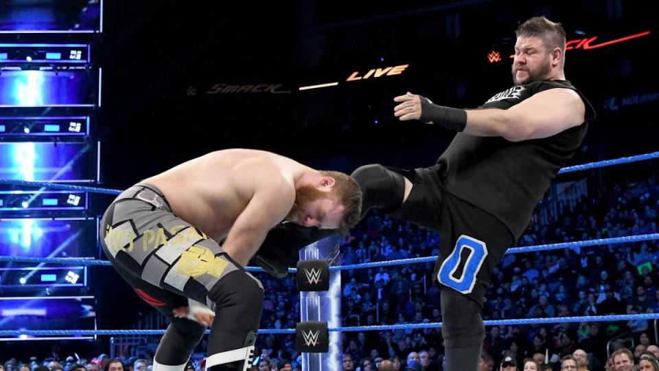  Ken Owens and Sami Zayn faced off as they chase a fight with WWE Champion AJ Styles at Fastlane