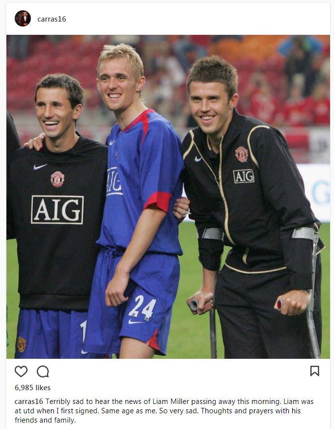  Michael Carrick posted a snap of himself with Darren Fletcher and Miller during their time together at Manchester United