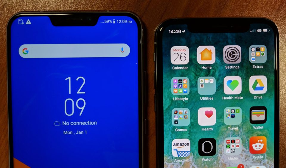  Left: Asus Zenfone 5 | Right: Apple iPhone X