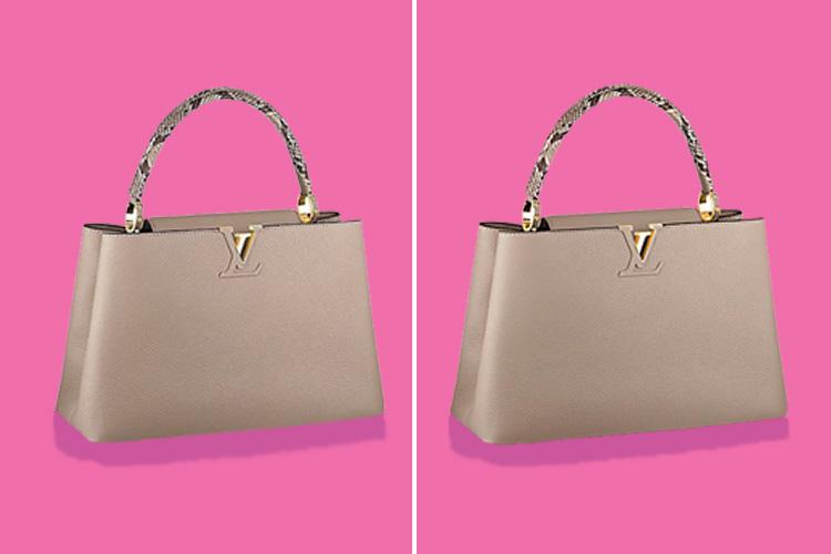 The real Louis Vuitton Capucines bag, left, retails for £4,050, while the dupe, right, is a fifth of the price