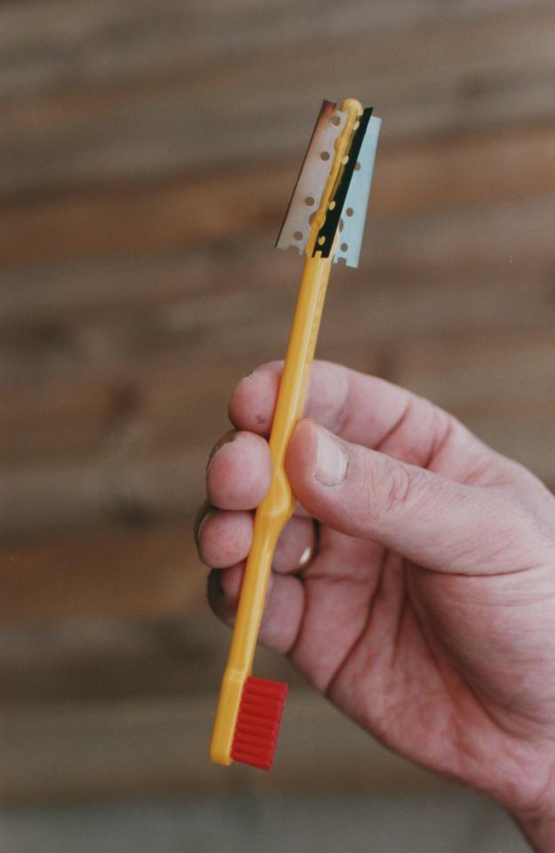  Toothbrush with blade, as used in attempt on his life