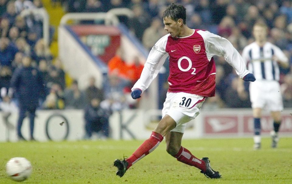  Aliadiere scores for Arsenal in a 2003 Carling Cup quarter-final against West Bromwich