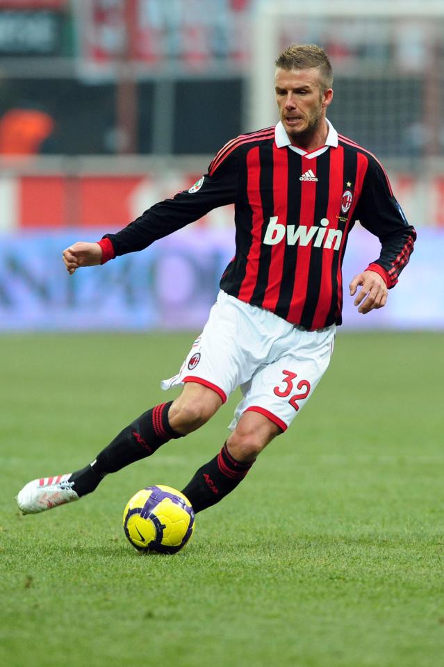  Former Manchester United No 7 David Beckham enjoyed two loan spells at AC Milan