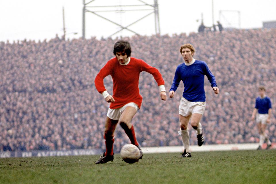  George Best leaves Alan Ball in his wake for Manchester United in 1970