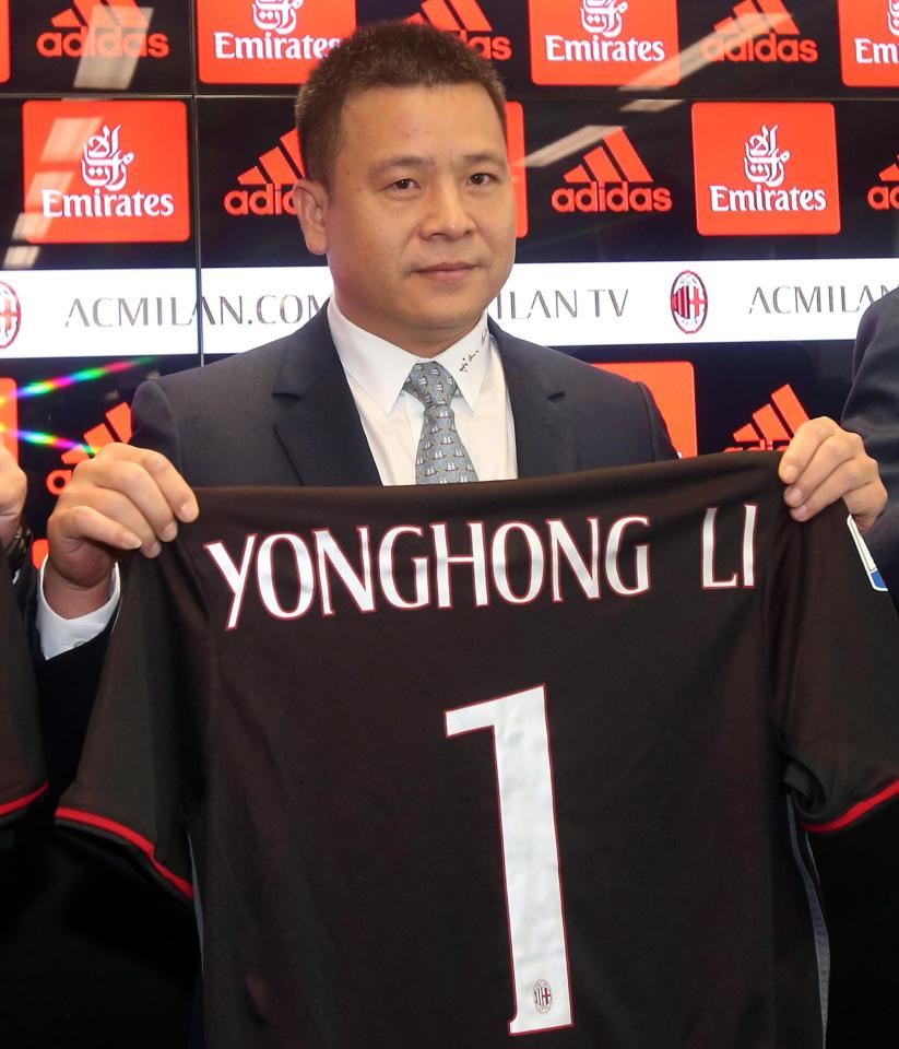  AC Milan owner Yonghong Li is reported to have been declared bankrupt